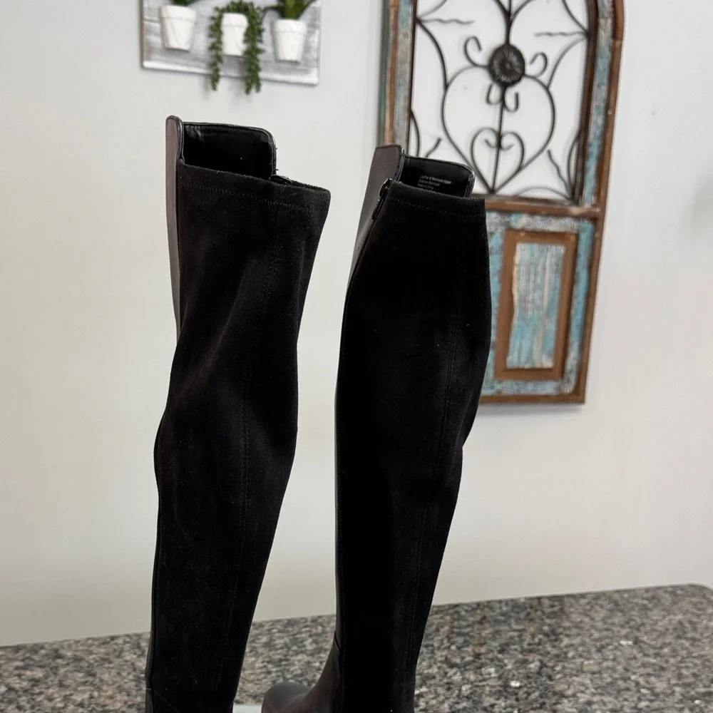 Alfani leather Black tall Boots with stretchy calf NEW 5.5
